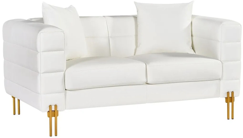 Sofá LARIOS, 2 lugares, estofado 157 x 84 x71 cm pele sintética branca