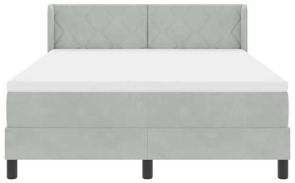 Cama Box Spring vidaXL com Colchão Cinza-Claro 140x190 cm Veludo