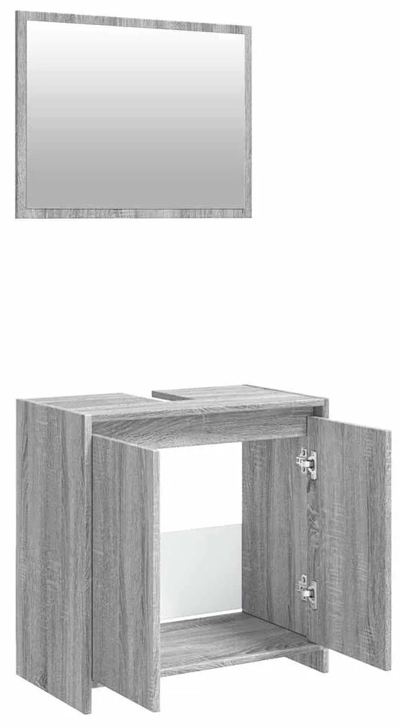 2 pcs conjunto móveis WC derivados de madeira sonoma cinza