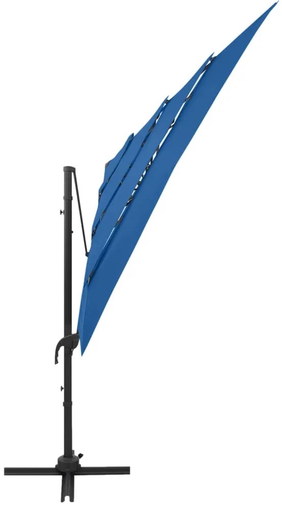Guarda-sol 4 camadas com poste alumínio 250x250 cm azul ciano