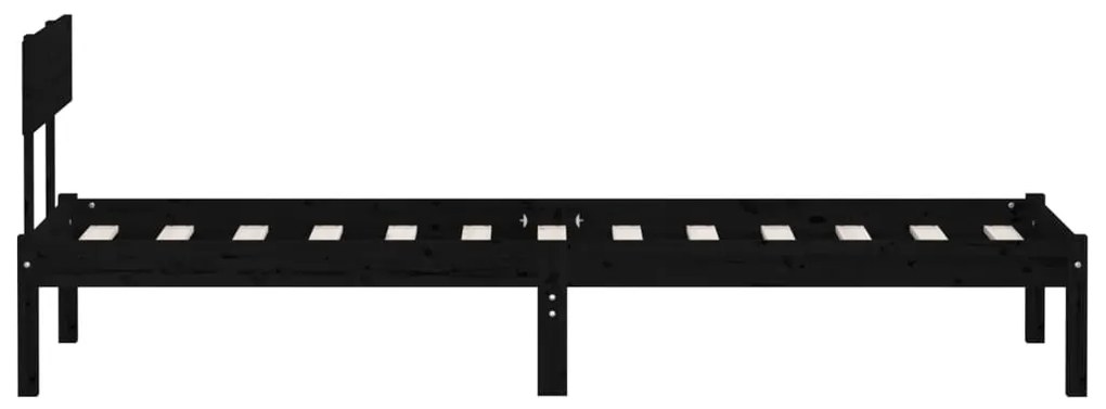 Estrutura de cama 90 x 200 cm madeira de pinho maciça preto