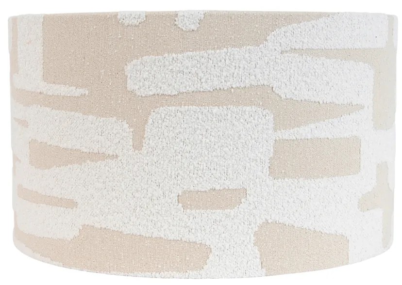 Abajur de tecido branco com riscas bege 35/35/20