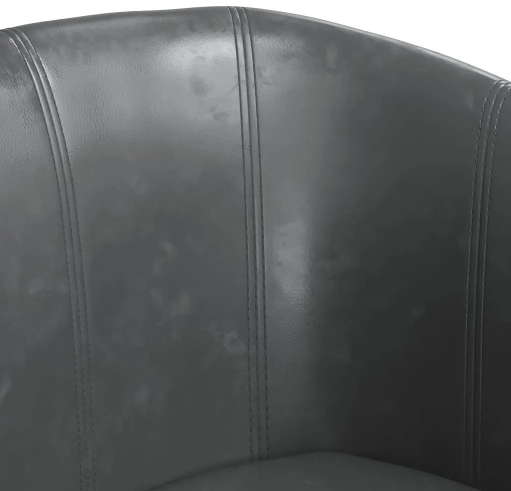 Poltrona com apoio de pés couro artificial cinzento