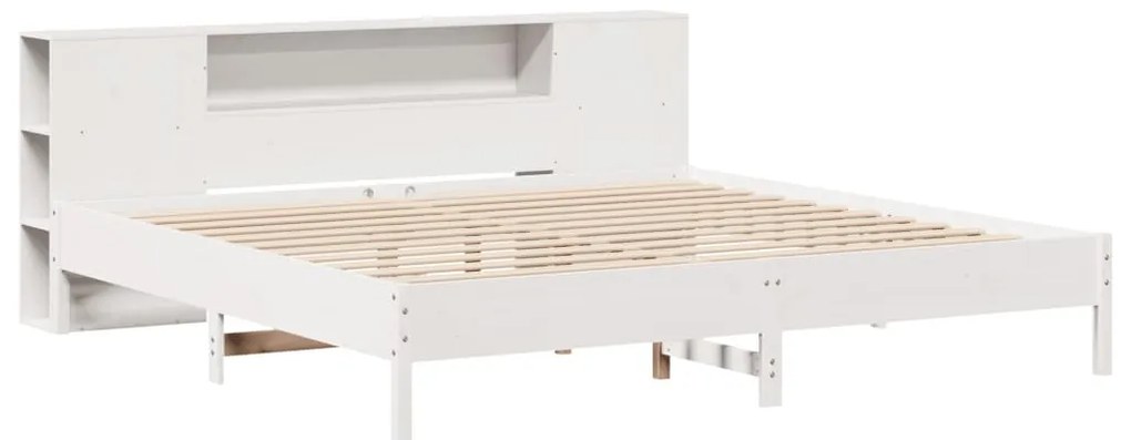 Cama com estante sem colchão 200x200 cm pinho maciço branco