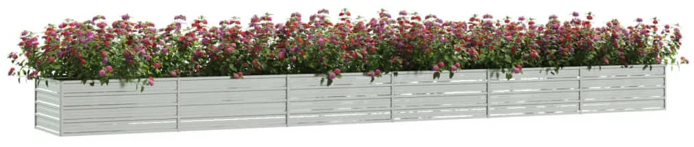 Canteiro elevado de jardim 600x80x45cm aço galvanizado prateado