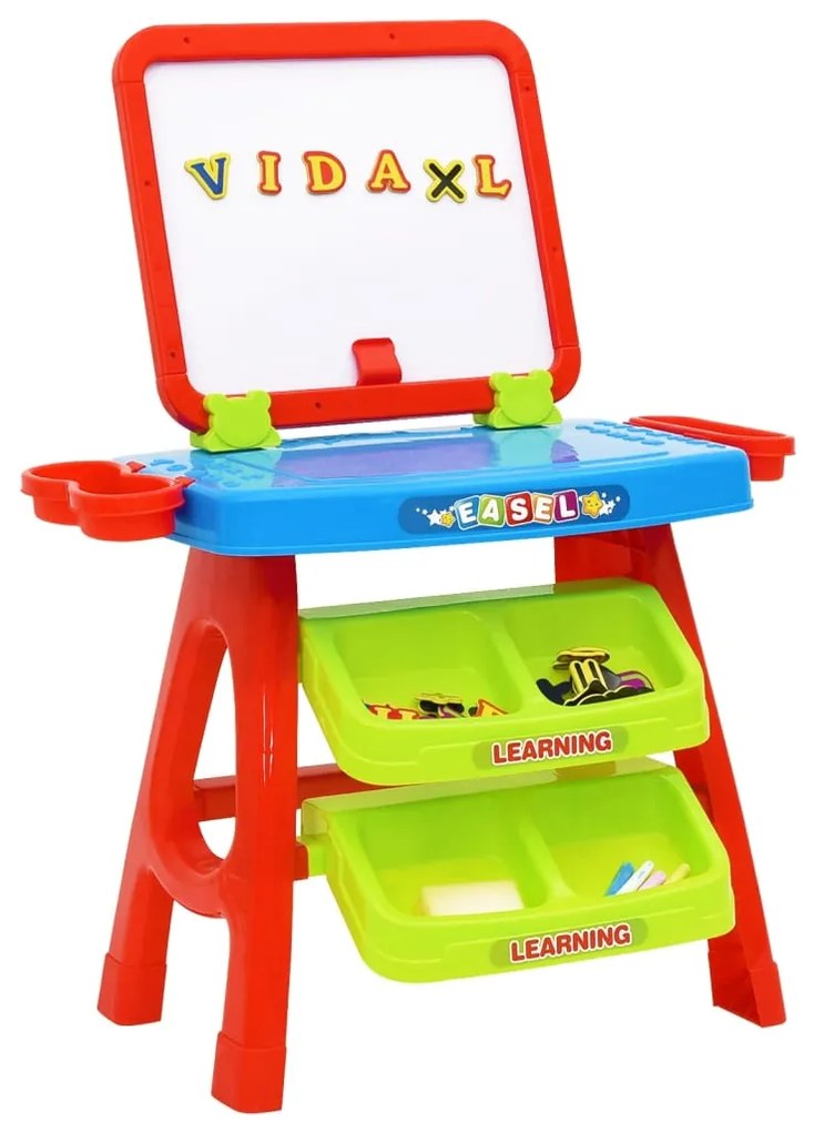 80341 vidaXL Conj. de brincar cavalete e secretária de aprendizagem 3 em 1