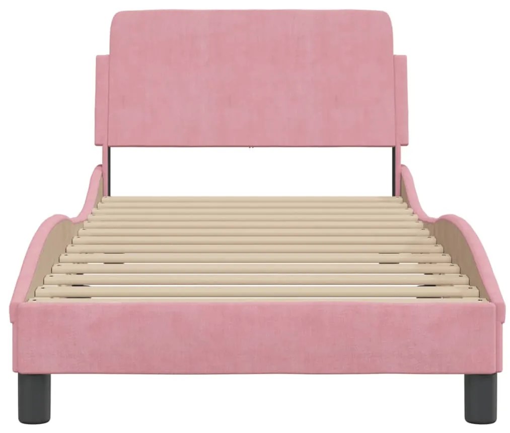 Estrutura cama c/ cabeceira sem colchão 90x190 cm veludo rosa