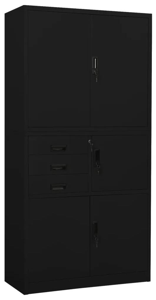 Armário de escritório 90x40x180 cm aço preto
