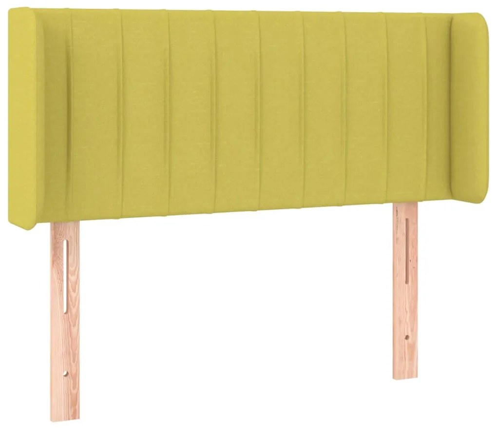 Cabeceira de cama c/ luzes LED tecido 103x16x78/88 cm verde