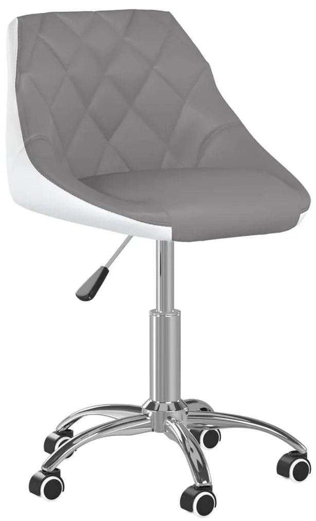 vidaXL Cadeira de jantar giratória couro artificial cinzento e branco