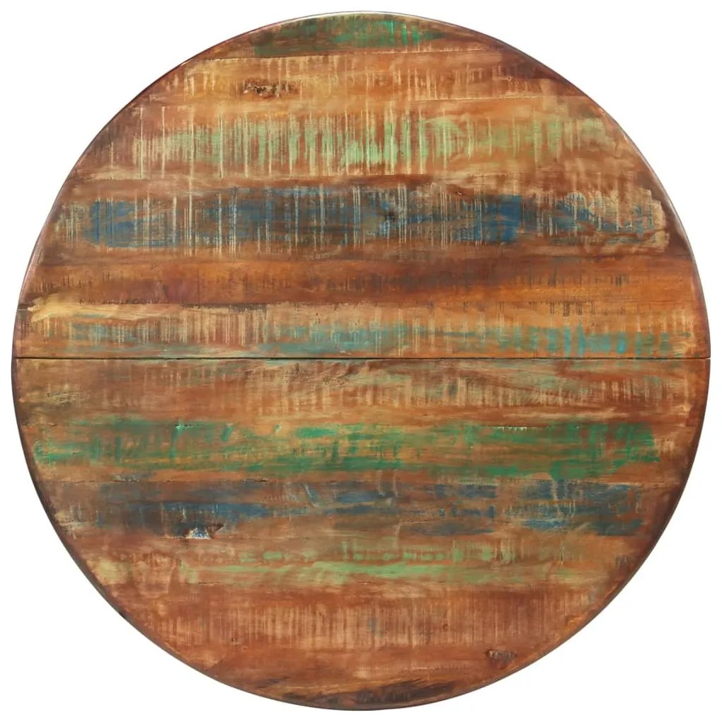 Mesa de jantar Ø110x78 cm madeira recuperada maciça e aço