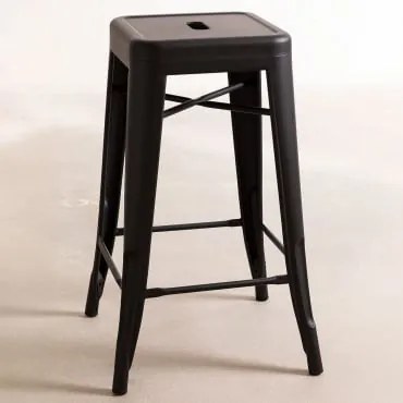 Pack De 4 Bancos Altos Empilháveis Em Aço Lix Preto Mate & ↑65 Cm - Sklum