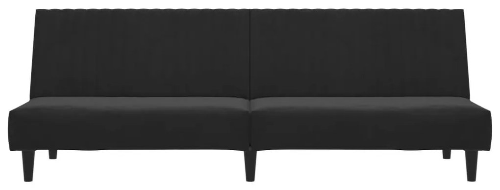 Sofá-cama de 2 lugares veludo preto