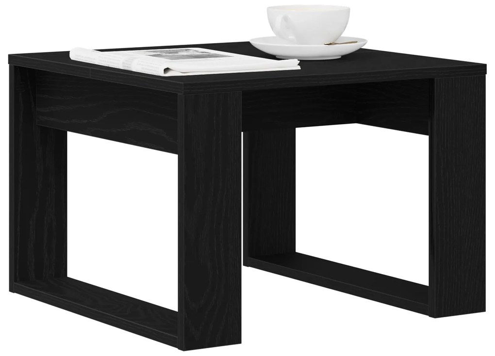 Mesa Lateral de Carvalho Preto - 50x50x35 cm, Feita de Madeira Maciça