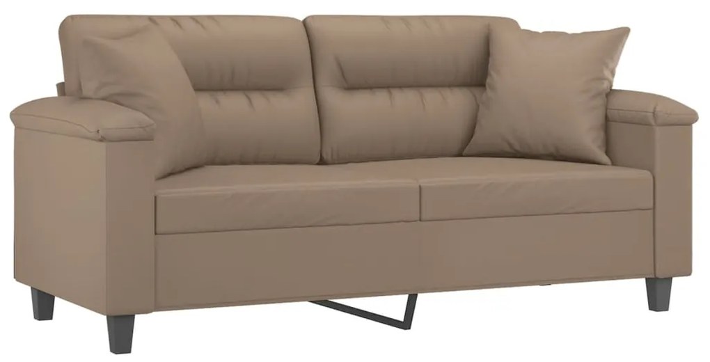 Sofá 2 lugares + almofadas 140 cm couro artificial cappuccino