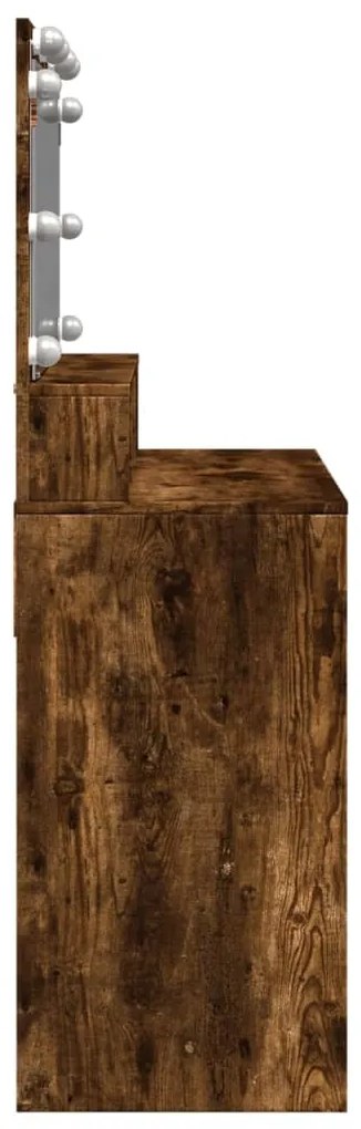 Toucador com LED 80x41x134,5 cm cor carvalho fumado