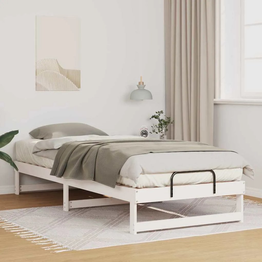 vidaXL Estrutura de Cama com Alças Branco Madeira de pinho maciça