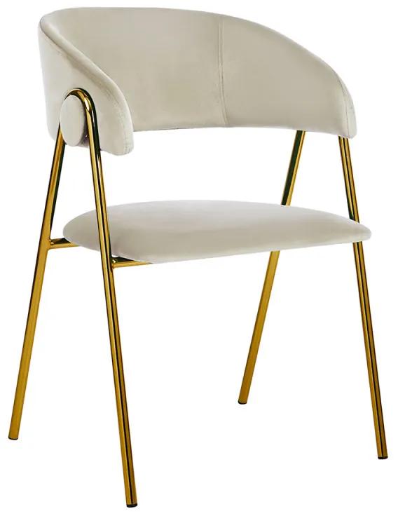 Cadeira Mihu Gold Veludo - Beige