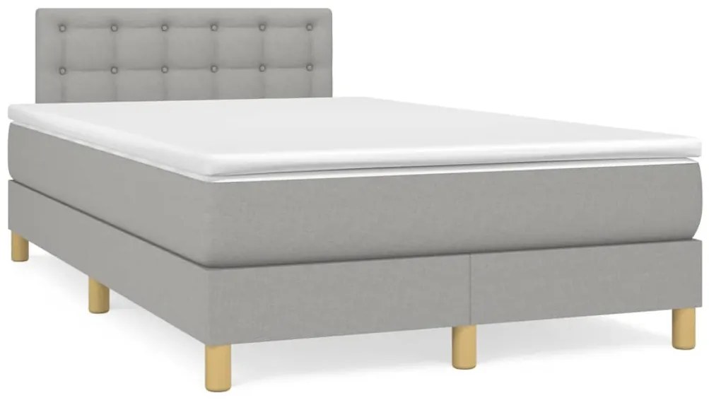 Cama boxspring com colchão 120x190 cm tecido cinzento-claro