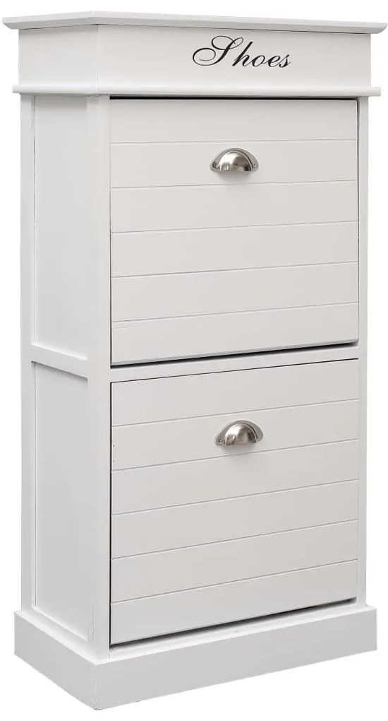 284089 vidaXL Sapateira 50x28x98 cm madeira de paulownia branco