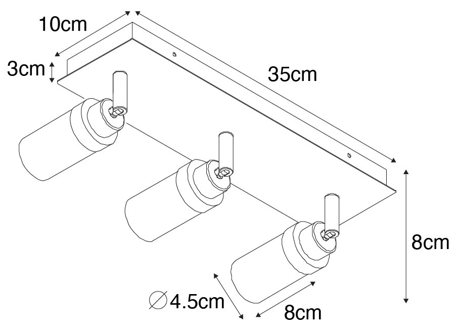 Projetor de banheiro moderno aço 3-luz IP44 - Japie Moderno