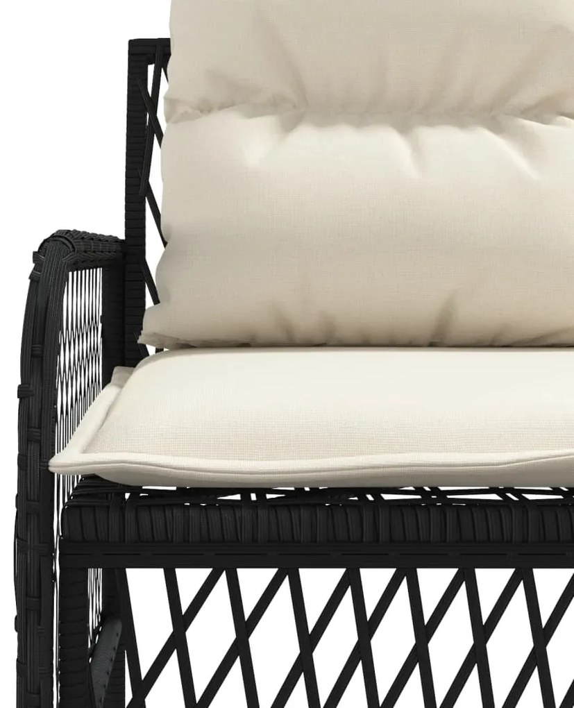 2 pcs conjunto sofás de jardim com almofadões vime PE preto