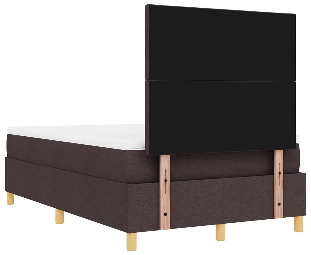 Cama Box Spring com Colchão e Banco Castanho Escuro 120x190 cm Tecido