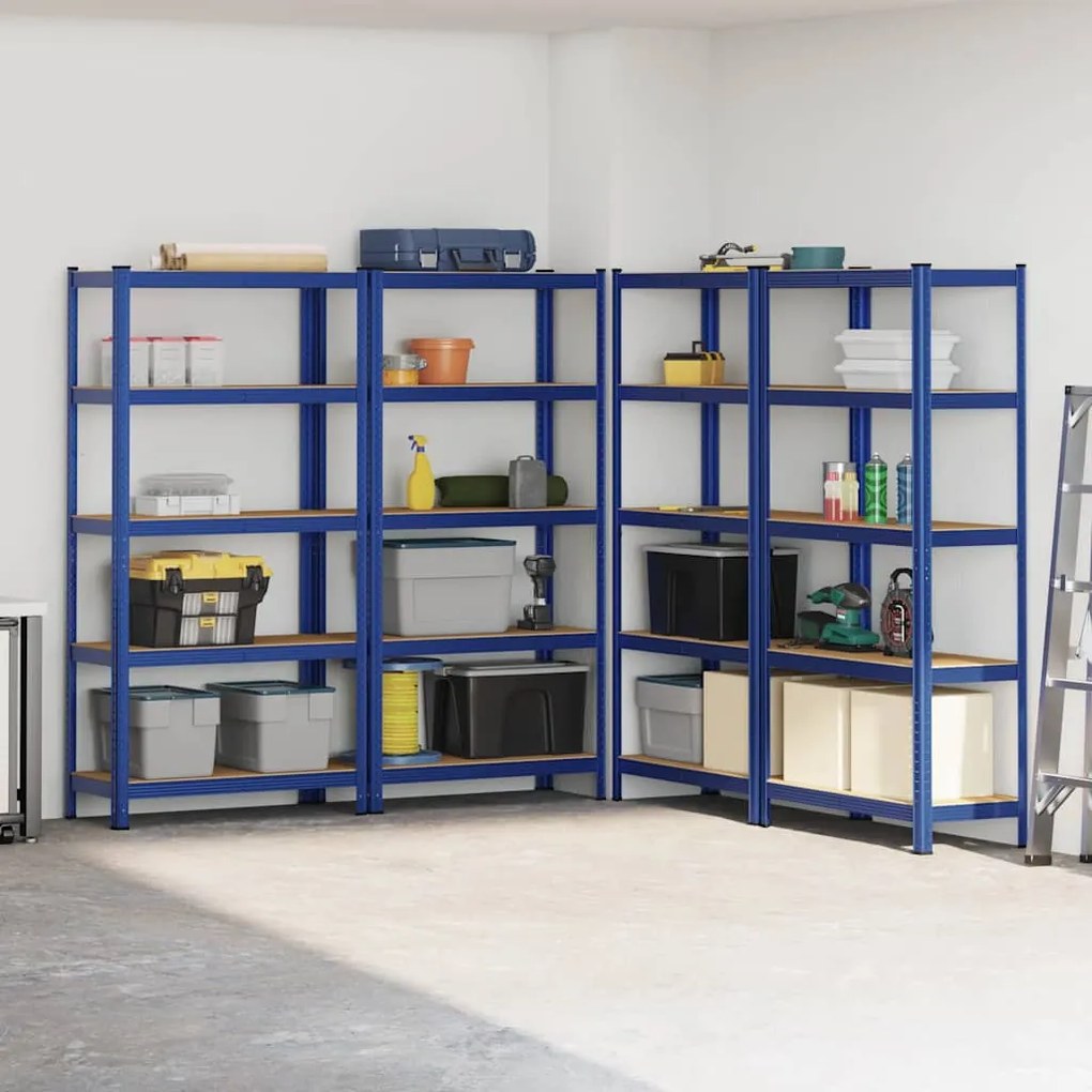 Prateleiras de armazenamento de 5 camadas 4 pcs aço azul