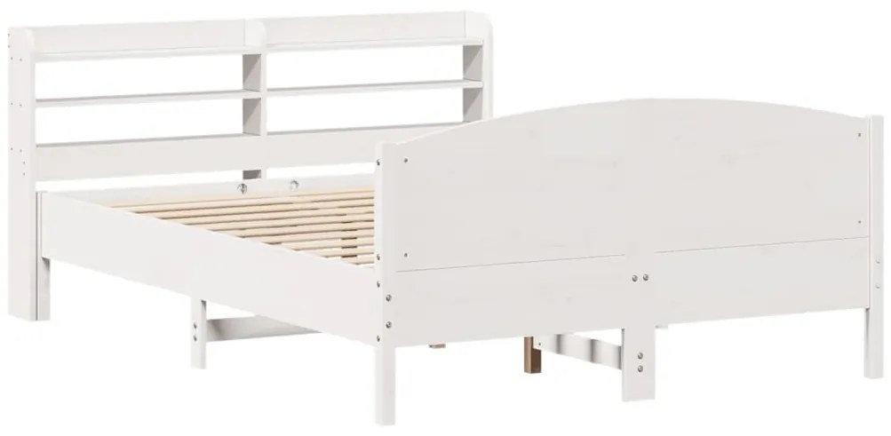 Cama sem colchão 140x200 cm madeira de pinho maciça branco