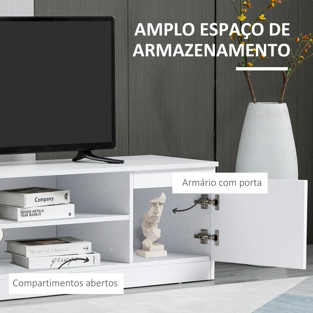 Móvel de TV Moderno Mesa de TV de Sala com 2 Portas 2 Prateleiras Aber