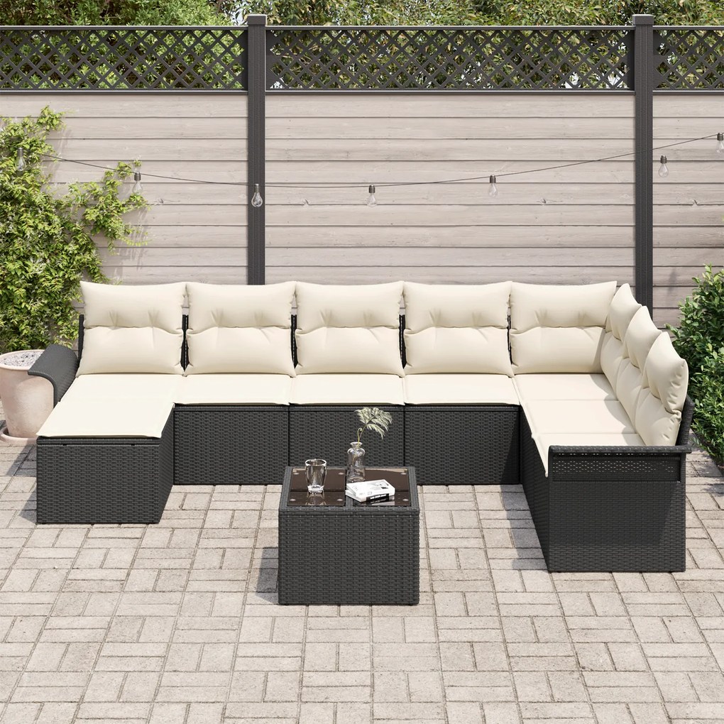Conjunto de Sofá de Jardim de 8 peças com Almofadas em Vime de Poli Pr