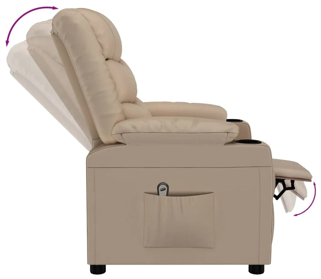 Poltrona reclinável elétrica couro artificial cor cappuccino