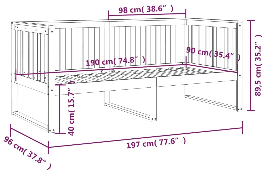 Sofá-cama 90x190 cm madeira de pinho maciça cinzento