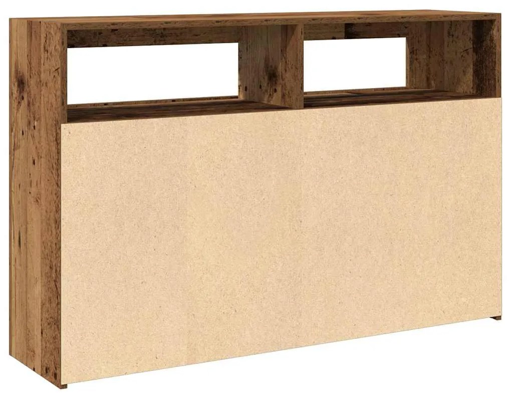 Aparador luzes LED 115,5x30x75 cm deriv. madeira madeira velha