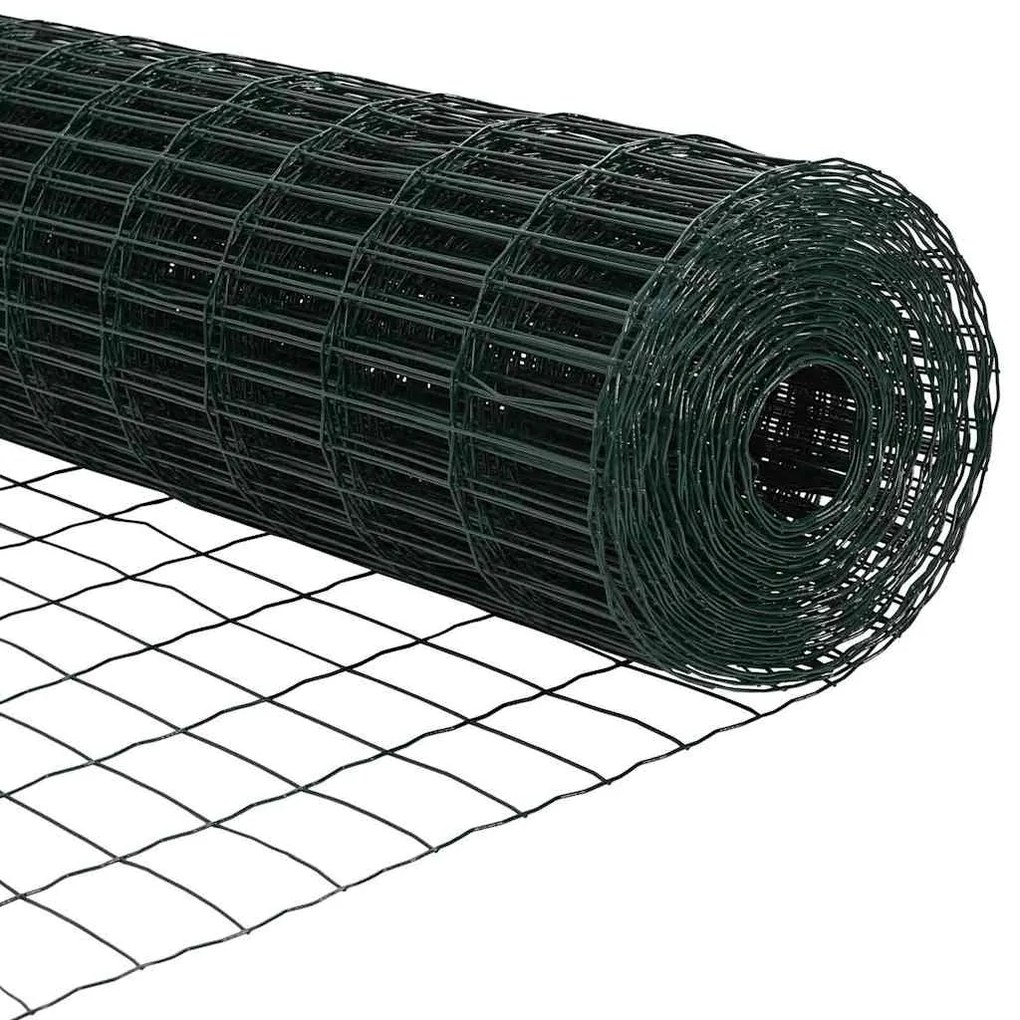 Cerca Euro com 13 postes, 1x25m, em aço galvanizado verde