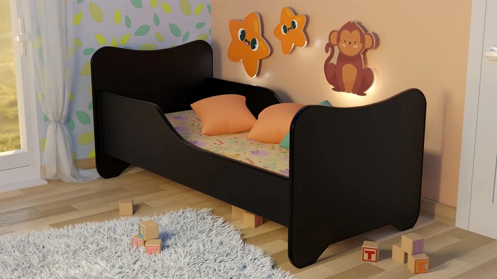 CAMA INFANTIL CRIANÇAS OFERTA COLCHÃO ESPUMA HAPPY KITTY – PRETA 160x80