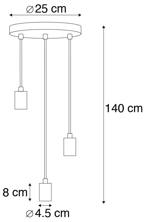 LED Candeeiro de suspensão industrial inteligente preto incl. Wifi G95 3-light - Facil Design,Moderno