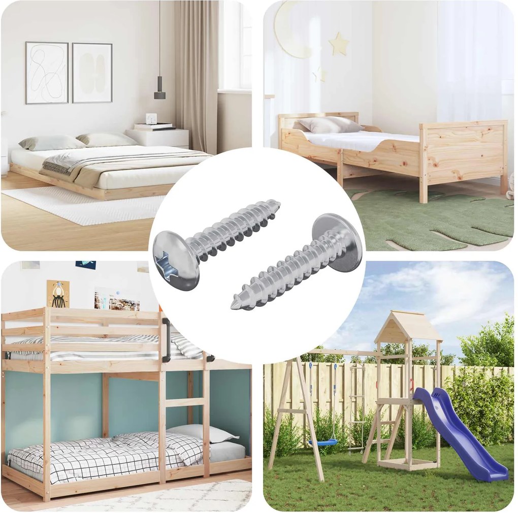 vidaXL Parafusos de Madeira 2 pcs Prateado M4 x 20 mm Aço