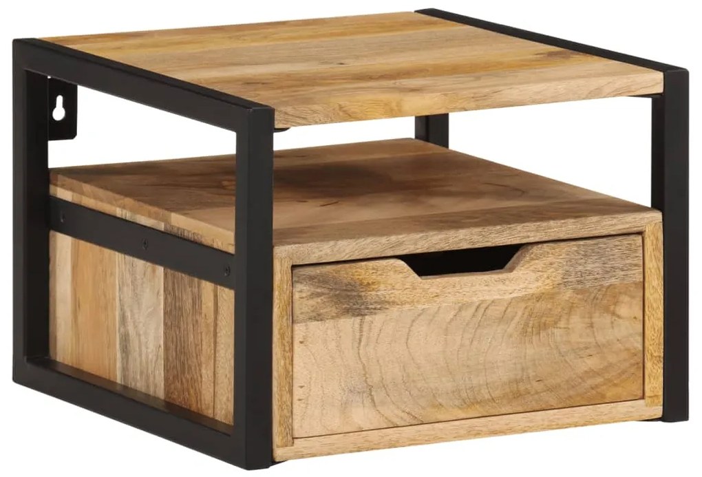 Mesa de cabeceira montagem na parede 35x35x25 cm madeira acácia