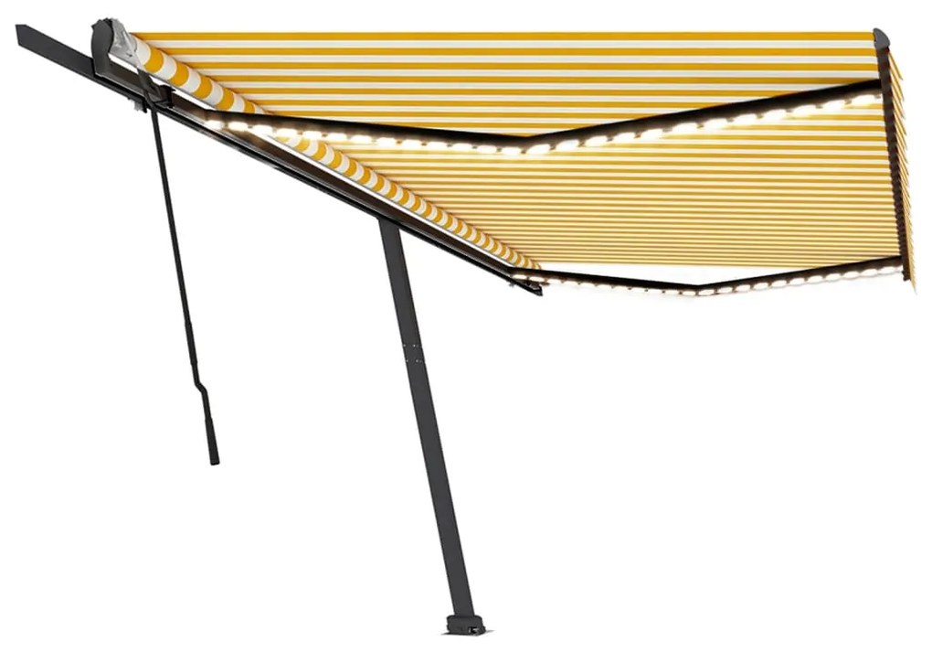Toldo retrátil manual com LED 500x350 cm amarelo e branco