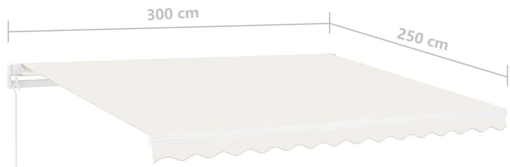 Toldo retrátil manual com LED 300x250 cm cor creme