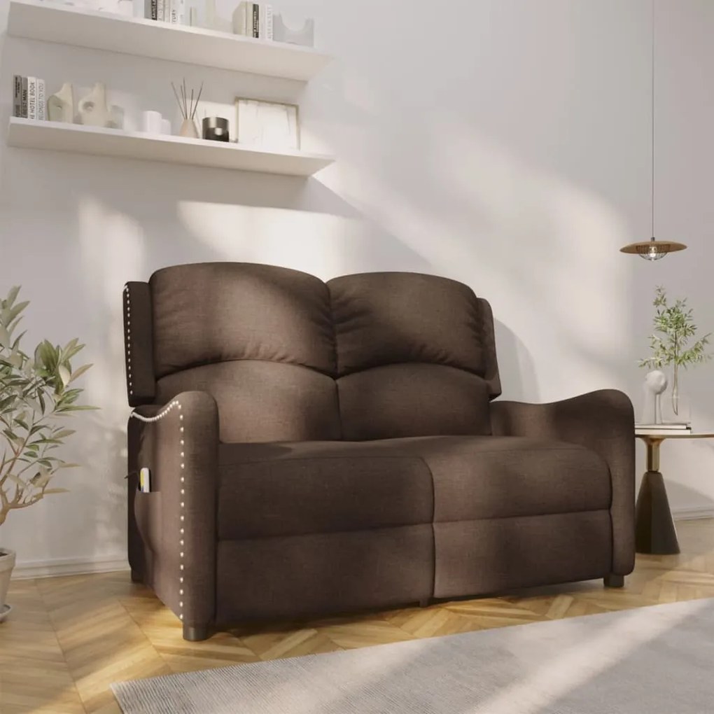 vidaXL Poltrona massagens 2 assentos reclinável tecido castanho