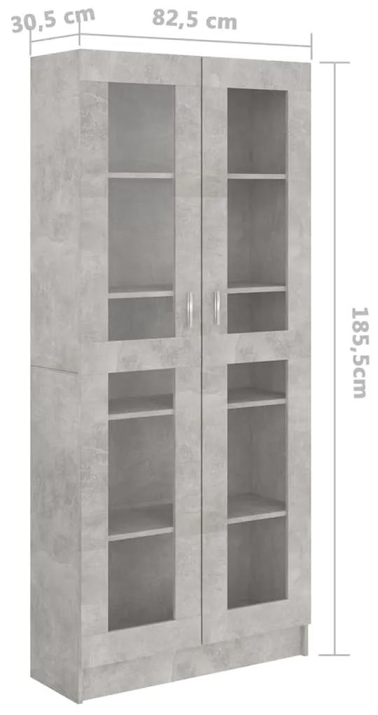 Armário vitrine 82,5x30,5x185,5cm contraplacado cinzento