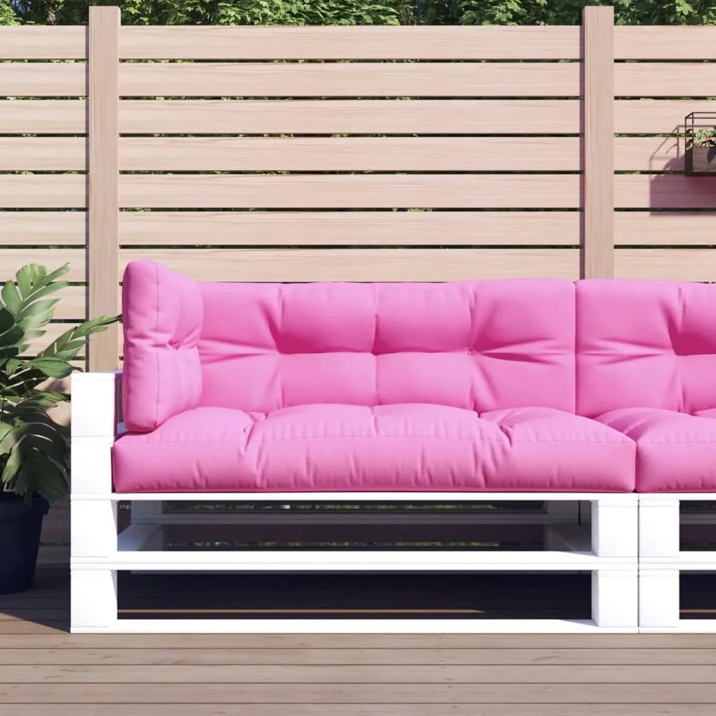 vidaXL Almofadões para sofá de paletes 3 pcs tecido rosa