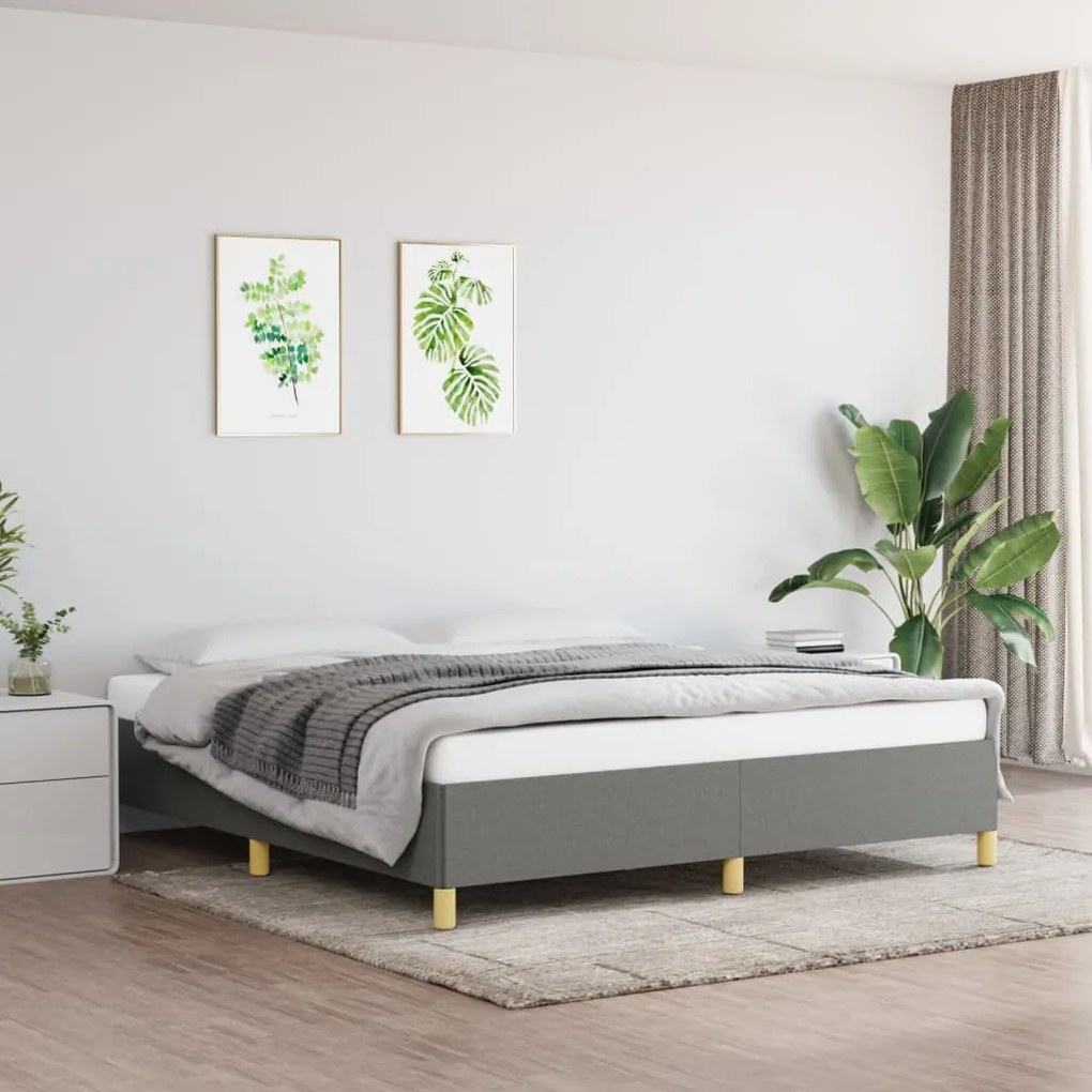 Estrutura de cama sem colchão 160x200 cm tecido cinzento-escuro