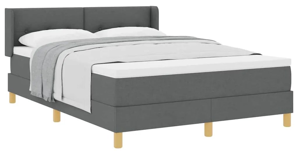 Cama Box com Colchão em Cinza Escuro, 160x200 cm Têxtil.