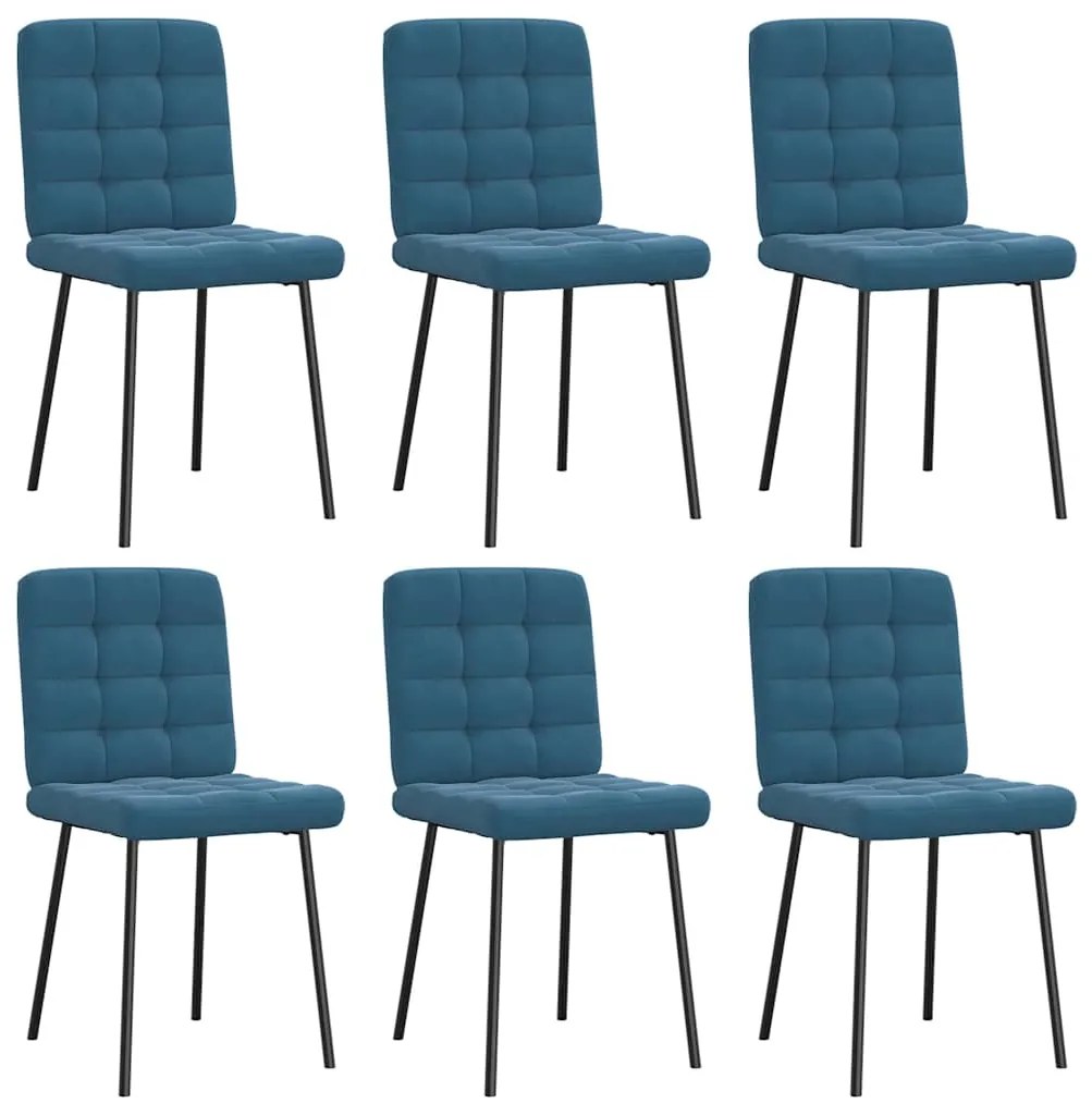 Cadeiras de jantar 6 pcs veludo azul