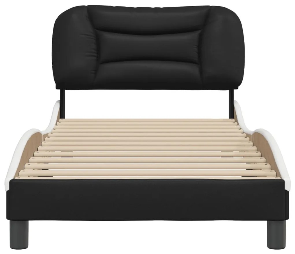 Estrutura de cama c/ cabeceira couro artificial 90x190cm