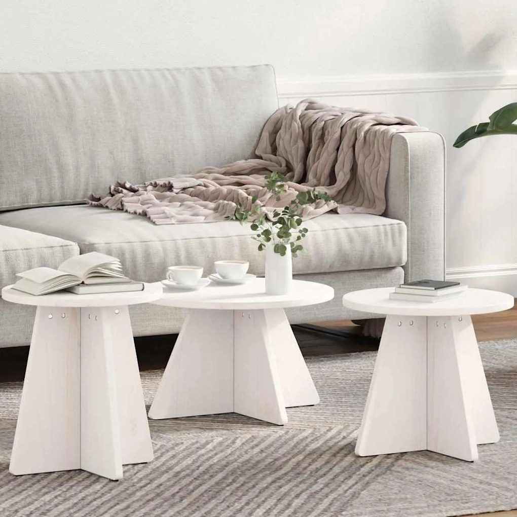 vidaXL Mesa de centro 3 pcs Branco 49 x 49 x 30 cm