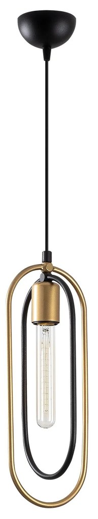 Candeeiro Suspenso Cerco – Preto e Dourado – 14 x 8 cm